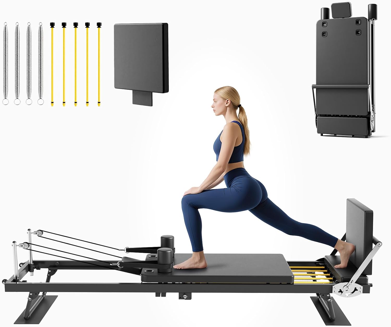 Home Gym Equipment Set - Mesin Pilates Reformer Lipat, Peralatan Latihan
