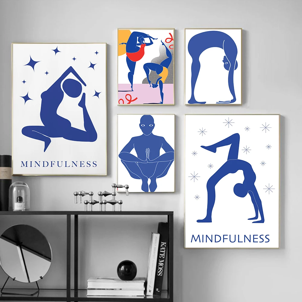 Home Gym Yoga - Poster Abstrak Pose Yoga Gym Latihan