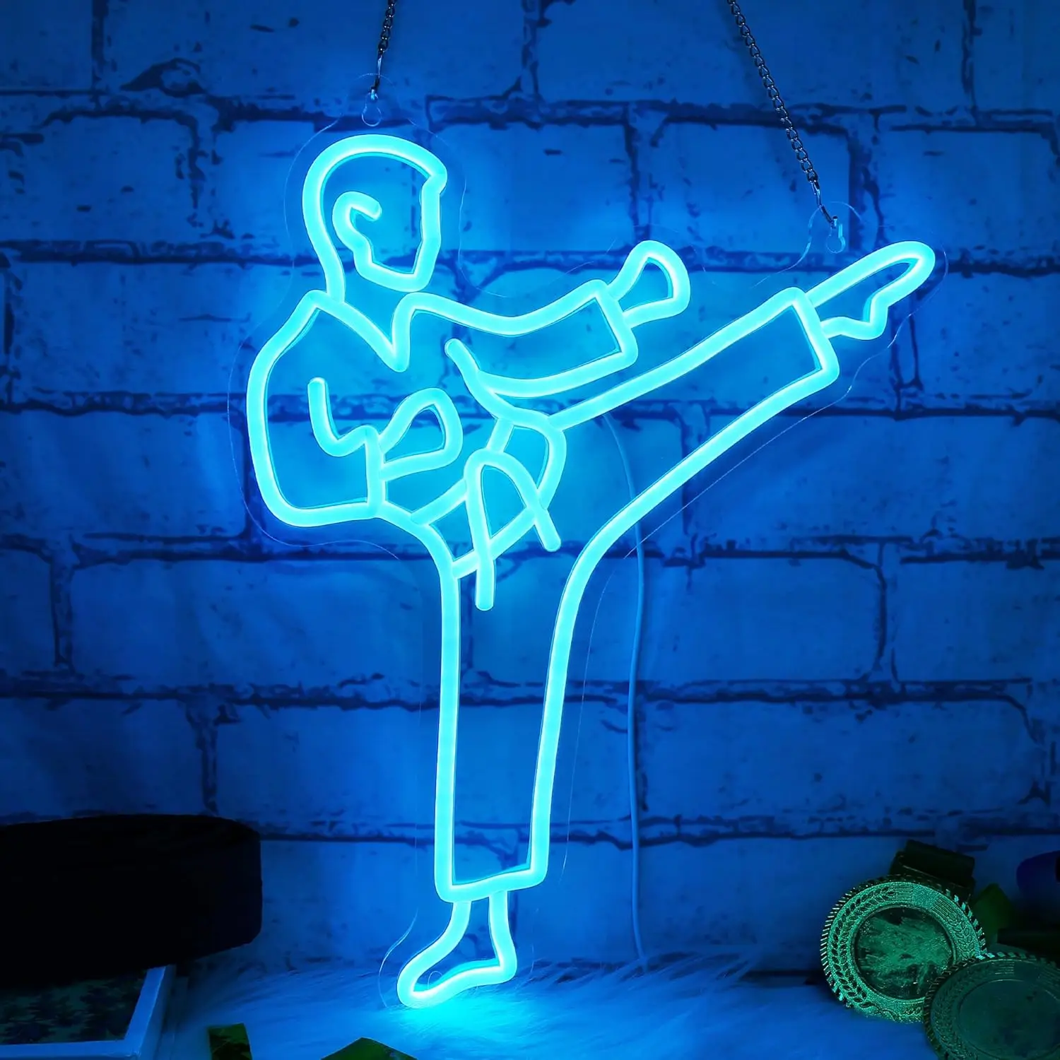 Home Gym Neon Sign - Lampu Neon Karate, Lampu LED Biru,
