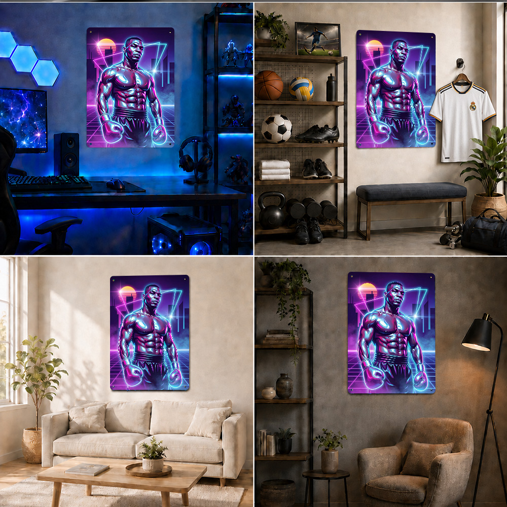 Poster Logam Bertekstur Bertem - Home Gym Neon Sign ulasan dan harga